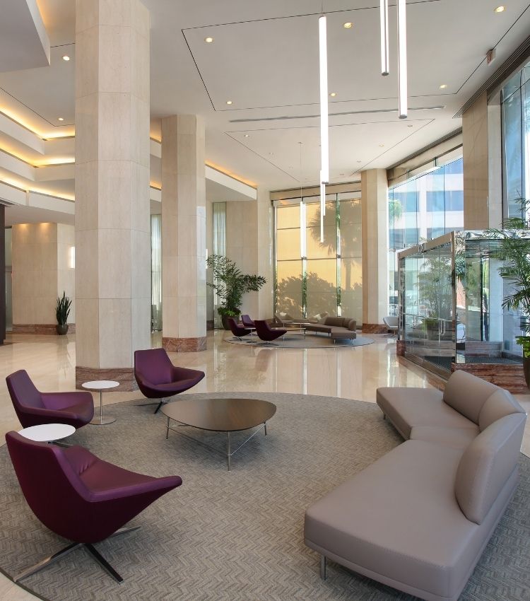 A beautiful and placid lobby where guests can relax and take their time.